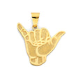 14K Yellow Gold Hang Loose Shaka Pendant