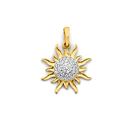 14K Two-Tone Gold Sun Pendant