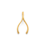 14K Yellow Gold Wishbone Pendant on White Background