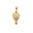 14K Yellow Gold Hot Air Balloon Pendant on White Background