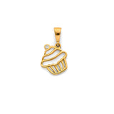 14K Yellow Gold Cupcake Pendant on White Background
