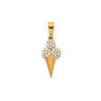14K Yellow Gold Ice Cream Cone Pendant on White Background