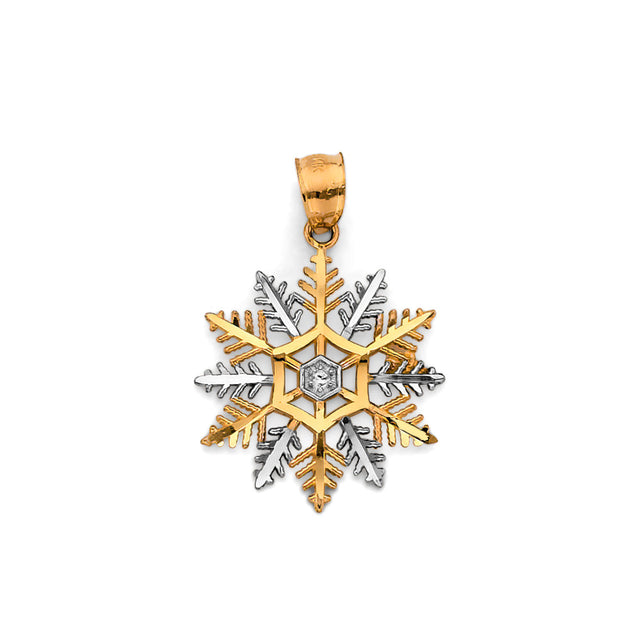 14K Two-Tone Gold Snowflake Pendant