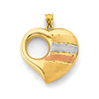 14K Tricolor Gold Ring-Accent Heart Pendant