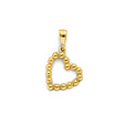14K Yellow Gold Beaded Open Heart Pendant
