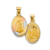 14K Tricolor Gold Religious Stamp Pendant