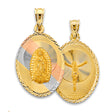 14K Tricolor Gold Religious Stamp Pendant
