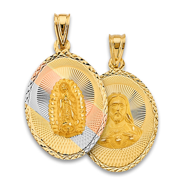14K Tricolor Gold Religious Stamp Pendant