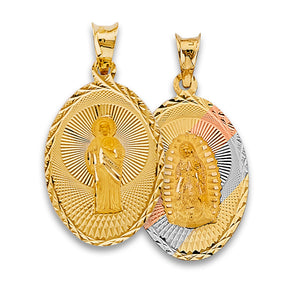14K Tricolor Gold Religious Stamp Pendant
