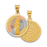 14K Tricolor Gold Religious Stamp Pendant