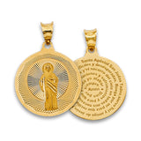 14K Tricolor Gold Religious Stamp Pendant