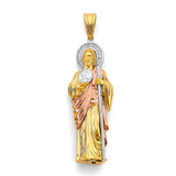 14K Tricolor Gold St. Jude Thaddeus 3D Pendant — Large