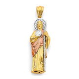 14K Tricolor Gold St. Jude Thaddeus 3D Pendant — Small