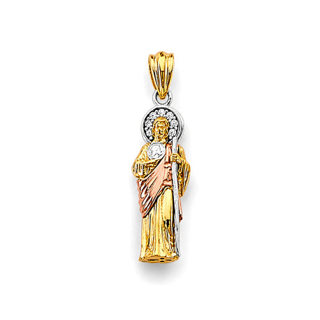 14K Tricolor Gold St. Jude Thaddeus 3D Pendant — Extra Small