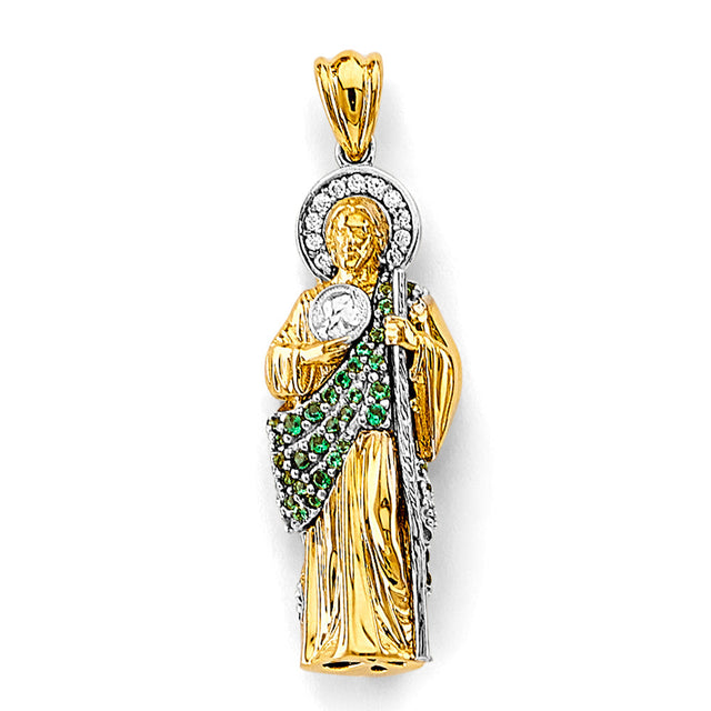 14K Two-Tone Gold St. Jude Thaddeus 3D Pendant — Small