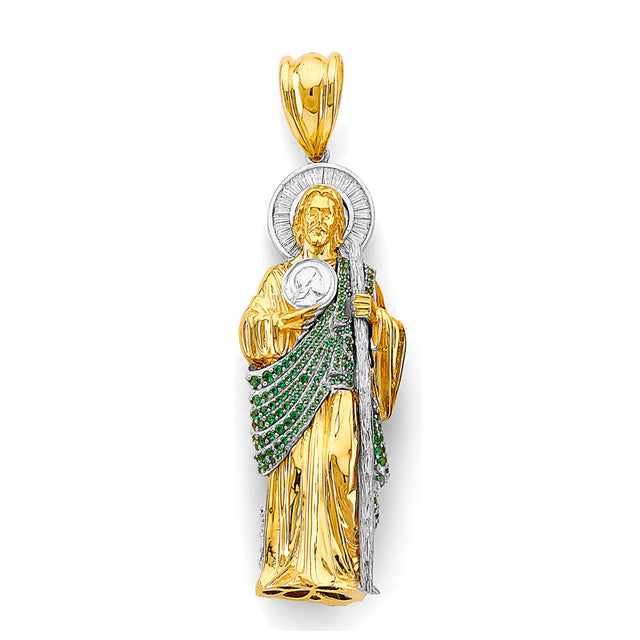 14K Two-Tone Gold St. Jude Thaddeus 3D Pendant — Extra Large