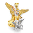 14K Tricolor Gold St. Michael 3D Pendant