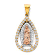 14K Tricolor Gold CZ Guadalupe Pendant