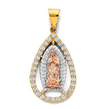 14K Tricolor Gold CZ Guadalupe Pendant