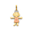 14K Tri-Color Gold Girl Pendant