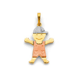 14K Tri-Color Gold Boy Pendant