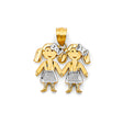 14K Two-Tone Gold Girl & Girl Pendant
