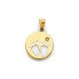 14K Yellow Gold Baby Feet Circle Pendant