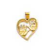 14K Yellow Gold Heart with Baby Feet Pendant