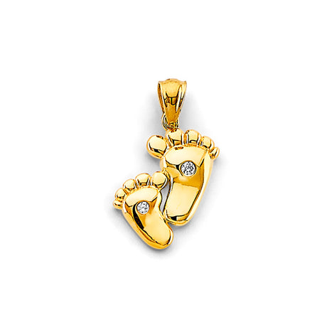 14K Yellow Gold Baby Feet Pendant