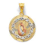 14K Tricolor Gold Stamp Guadalupe Pendant