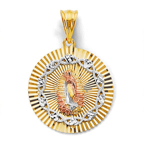 14K Tricolor Gold Stamp Guadalupe Pendant