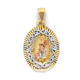 14K Tricolor Gold Stamp Guadalupe Pendant