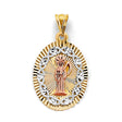 14K Tricolor Gold Stamp Santa Muerte Pendant