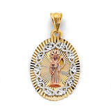 14K Tricolor Gold Stamp Santa Muerte Pendant