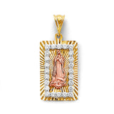 14K Tricolor Gold Stamp Guadalupe Pendant
