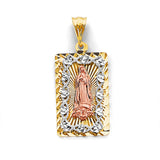 14K Tricolor Gold Stamp Guadalupe Pendant