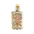 14K Tricolor Gold Stamp Jesus Christ Pendant