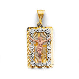 14K Tricolor Gold Stamp Jesus Christ Pendant