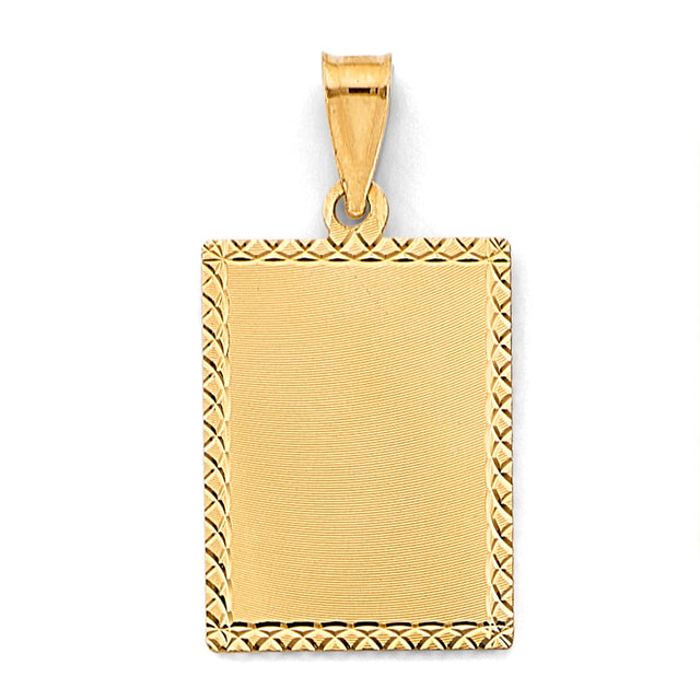 14K Yellow Gold Engravable Rectangular Pendant