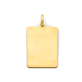 14K Yellow Gold Engravable Plain Pendant