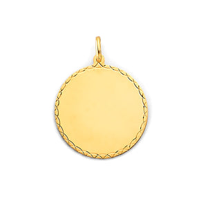 14K Yellow Gold Engravable Plain Pendant