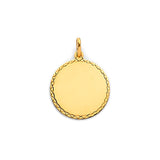 14K Yellow Gold Diamond-Cut Engravable Disc Pendant — Medium — on white background — Italian Fashions