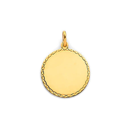 14K Yellow Gold Diamond-Cut Engravable Disc Pendant — Medium — on white background — Italian Fashions