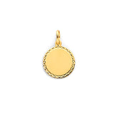 14K Yellow Gold Diamond-Cut Engravable Disc Pendant — Small — on white background — Italian Fashions
