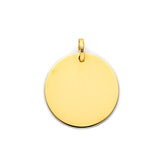 14K Yellow Gold Engravable Plain Pendant