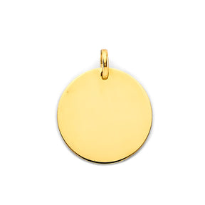 14K Yellow Gold Engravable Plain Pendant