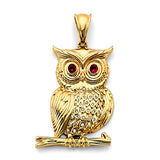 14K Yellow Gold Owl Pendant