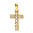 14K Two-Tone Gold CZ Cross Pendant