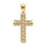 14K Two-Tone Gold CZ Cross Pendant