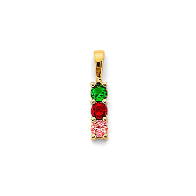 14K Yellow Gold Three-Stone Mother's Pendant